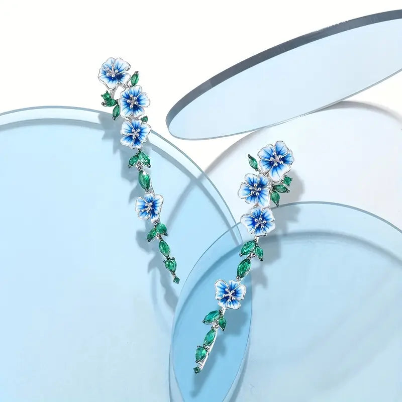 Enamel Dangle Earrings: Long Trendy Holiday Gift
