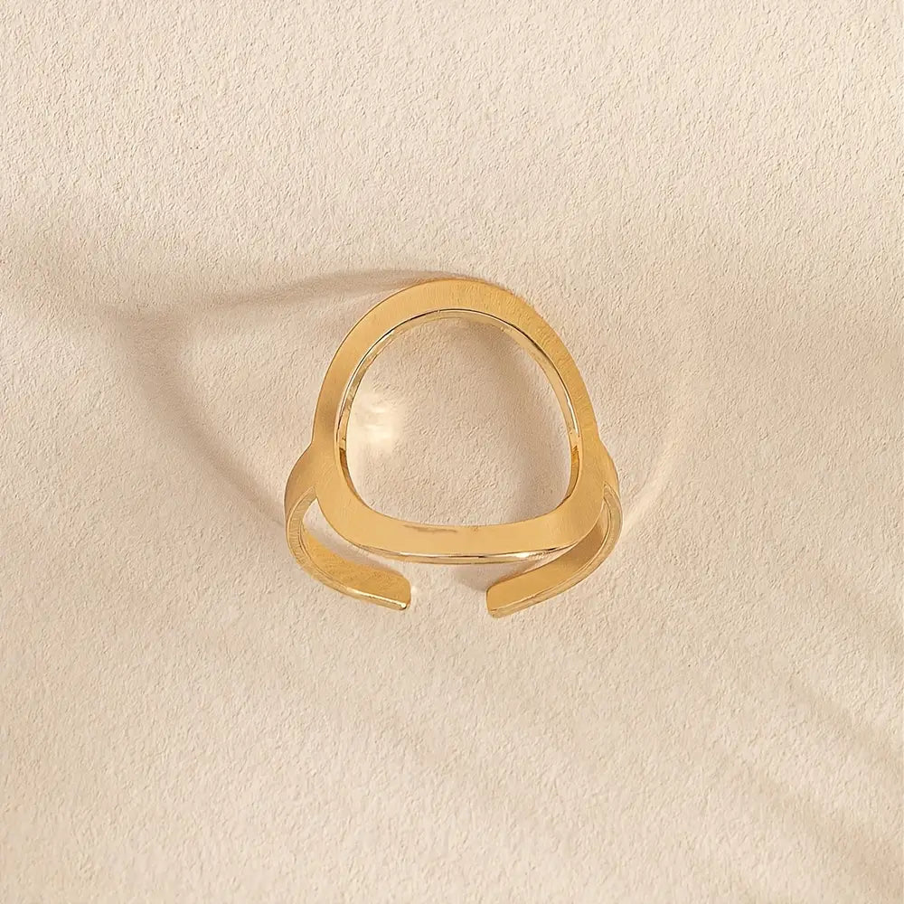 Bague ouverte ronde creuse géométrique plaquée or 18 carats