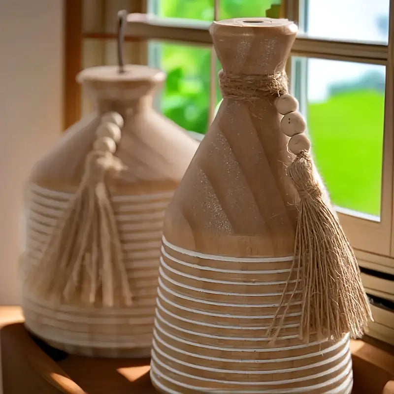 Solid Wood Vase Tassel - Chinese Style Home Decor Living Room Bedroom