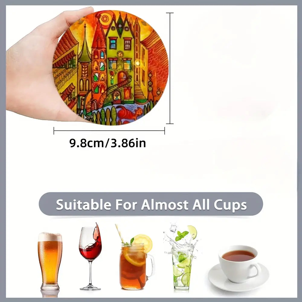 6pcs Artistic Wooden Coaster Set for Drinks