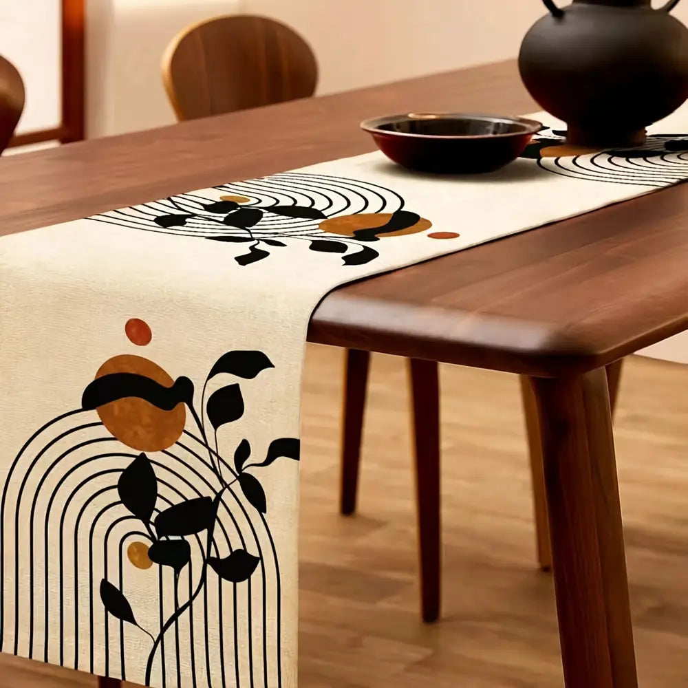 1pc Simple Style Century Table Runner, Abstract Table Decoration