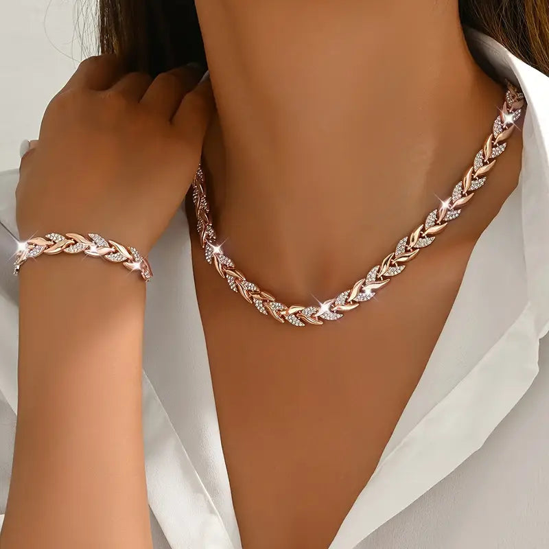 Fish Tail Glass Jewelry Set - Bracelet Necklace Combo