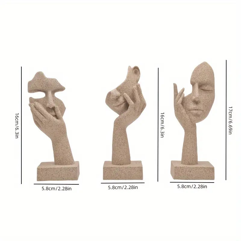 3pcs Abstract Mask Small Statue Set