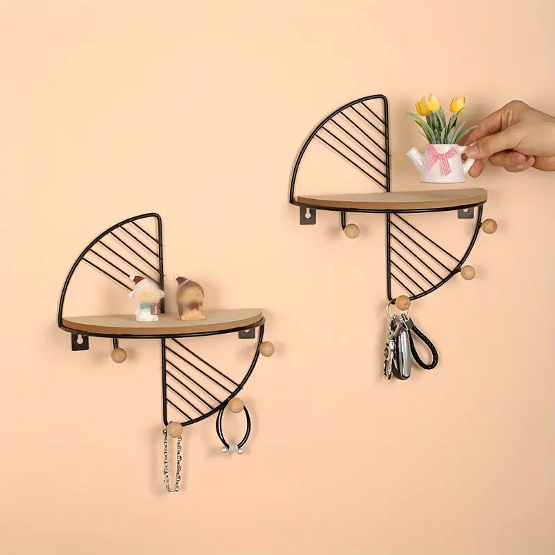 Étagère de rangement flottante en métal festonné – Organiseur mural décoratif pour chambre et entrée