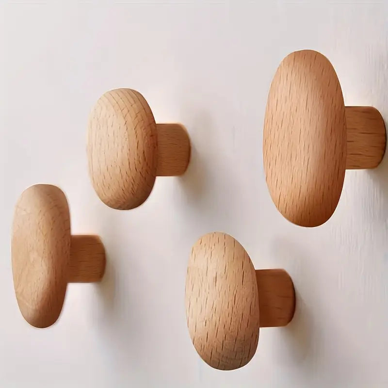 Walnut Wood Wall Coat Rack Set - Handcrafted, Sturdy Mount
