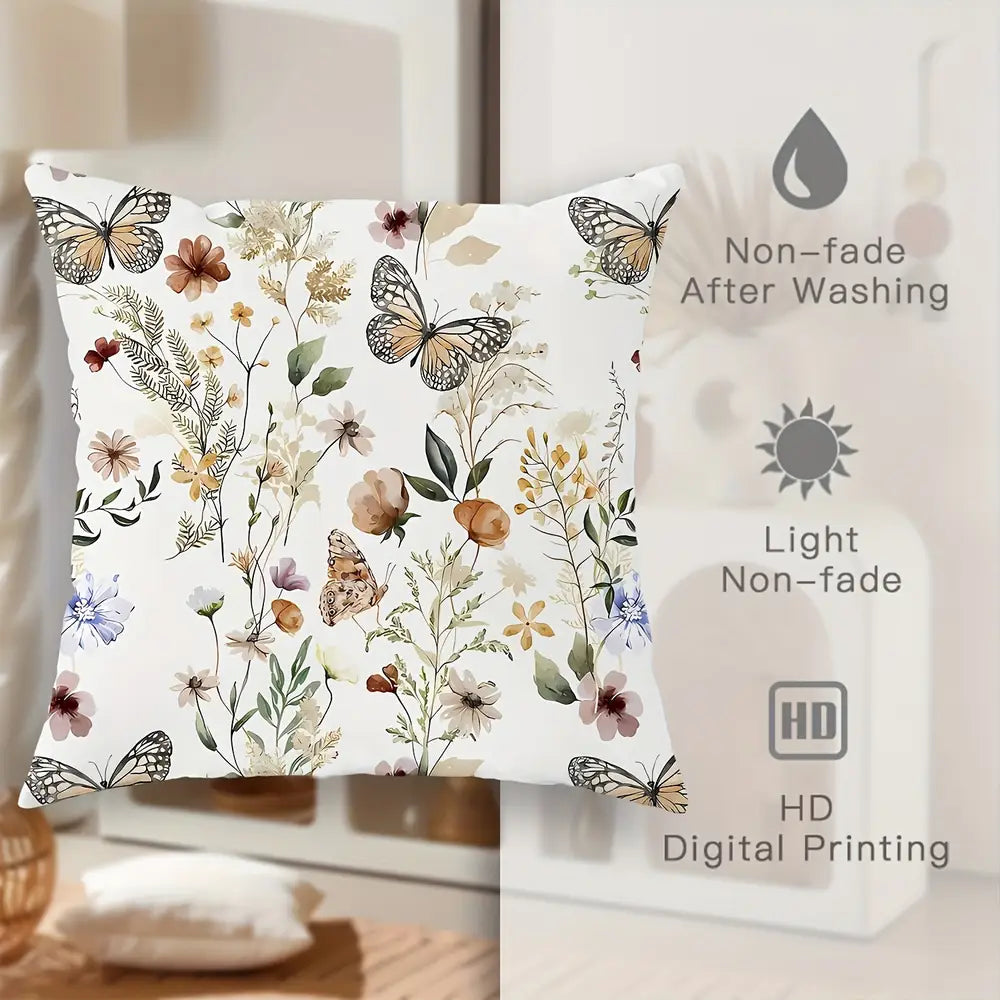 Taie d'oreiller courte en peluche verte papillon, 2 pièces, 45,72 x 45,72 cm