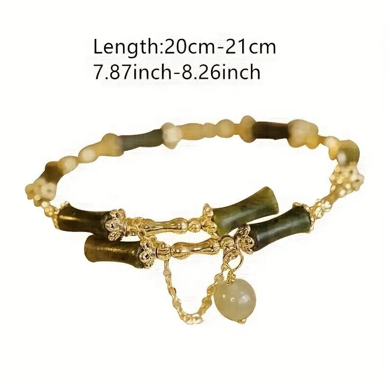 Beaded Bracelet Women's Tassel Charm Golden Floral Handmade