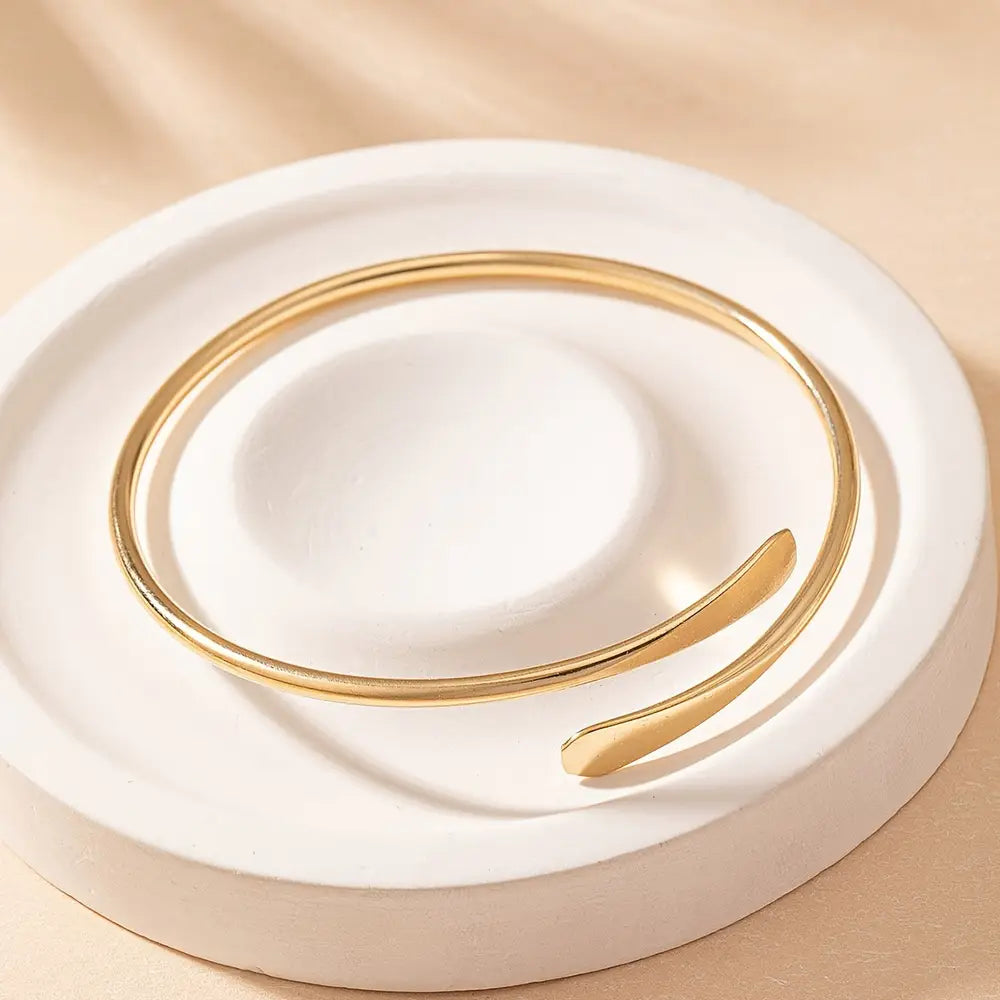 Elegant Golden Open Bangle Bracelet, Simple Minimalist Design