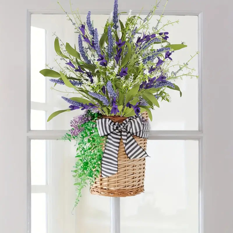 Composition de lavande artificielle et de fleurs en soie de 50 cm – Décoration intérieure et extérieure