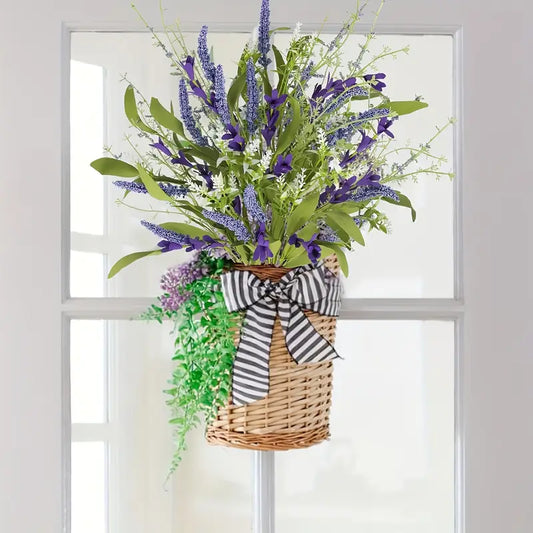 Composition de lavande artificielle et de fleurs en soie de 50 cm – Décoration intérieure et extérieure