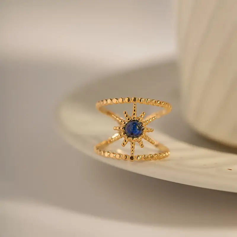 18K Gold Plated Spiked Ring - Stainless Steel Gift Jewelry