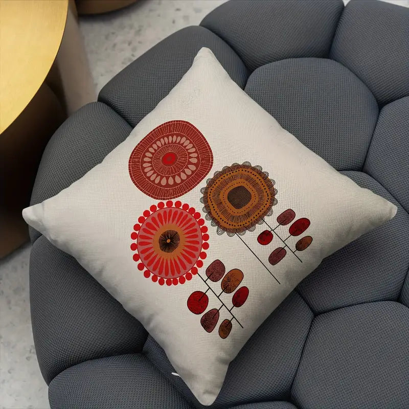 Lot de 4 housses de coussin style bohème – Housses de coussin texturées à motif floral abstrait nordique pour la décoration intérieure