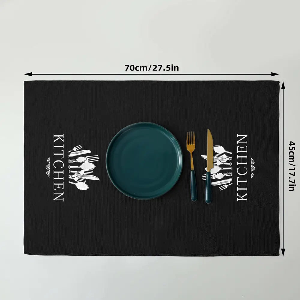 2pcs Soft & Absorbent Microfiber Kitchen Towels - Spoon & Fork Design