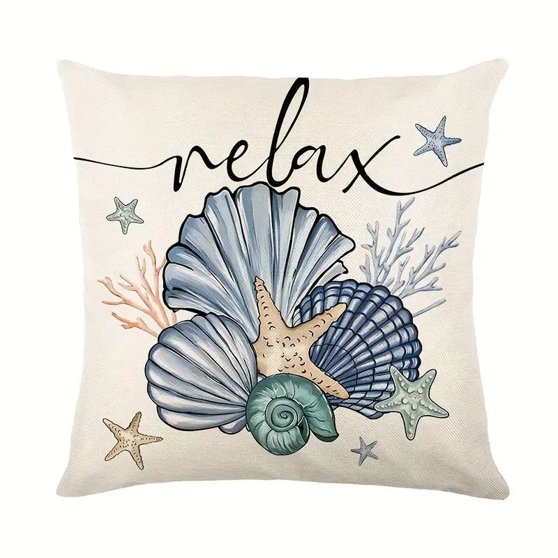 Lot de 4 housses de coussin en lin mélangé de style tropical 45,72 x 45,72 cm