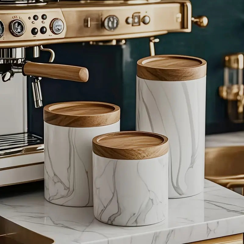 Marble Ceramic Tea Jar - Airtight Storage Organizer