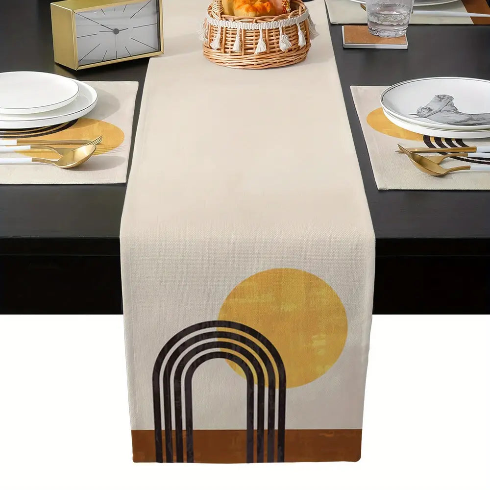 Set of 1 Table Runner & 4pc placemats with Abstract Art Print