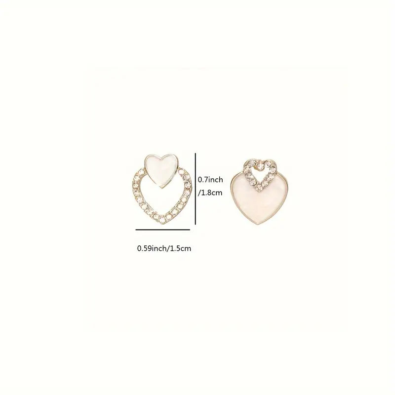 Asymmetric Heart Earrings Vintage Alloy Studs Stainless Steel