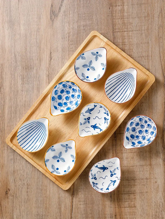 8pcs Ceramic Shell Style Dish Set