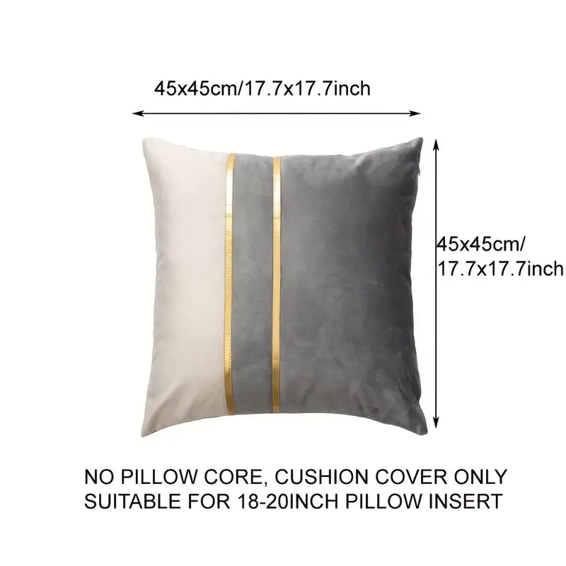 Lot de 2 housses de coussin en velours et cuir doré – Housses de coussin de luxe pour canapé et chambre