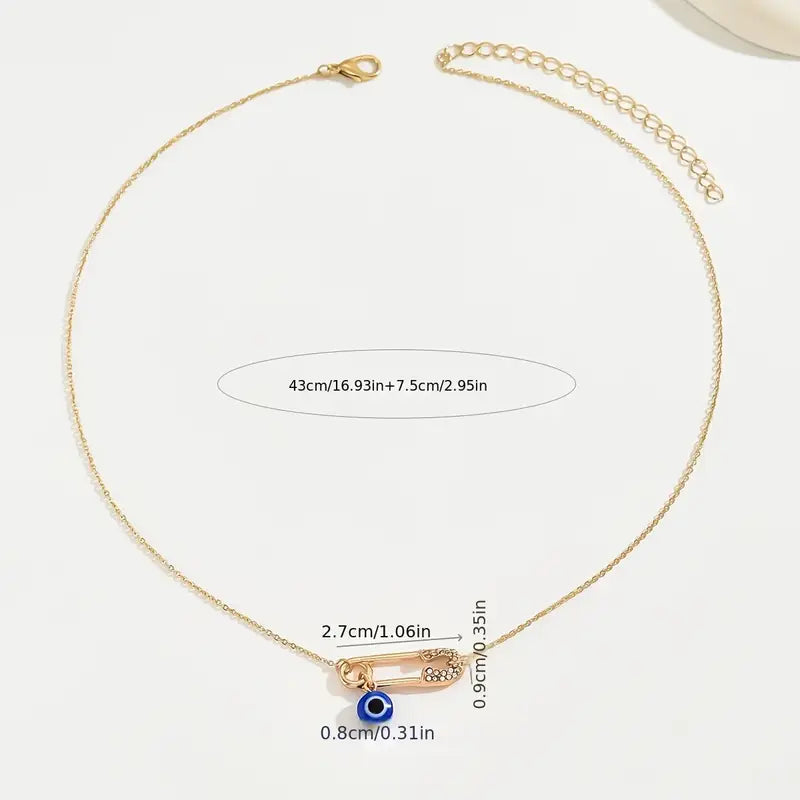 18K Gold Geometric Rhinestone Pendant Necklace
