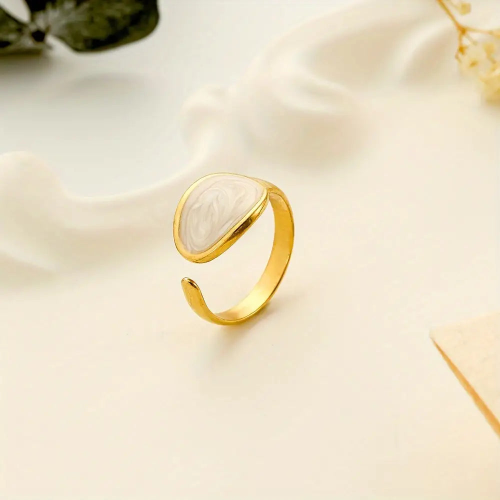 Luxury Open Adjustable Ring with Pearl Finish