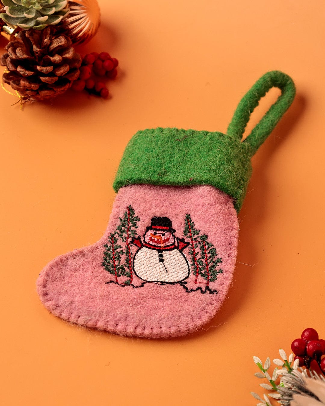 Snowman Felt Stocking Xmas Ornament