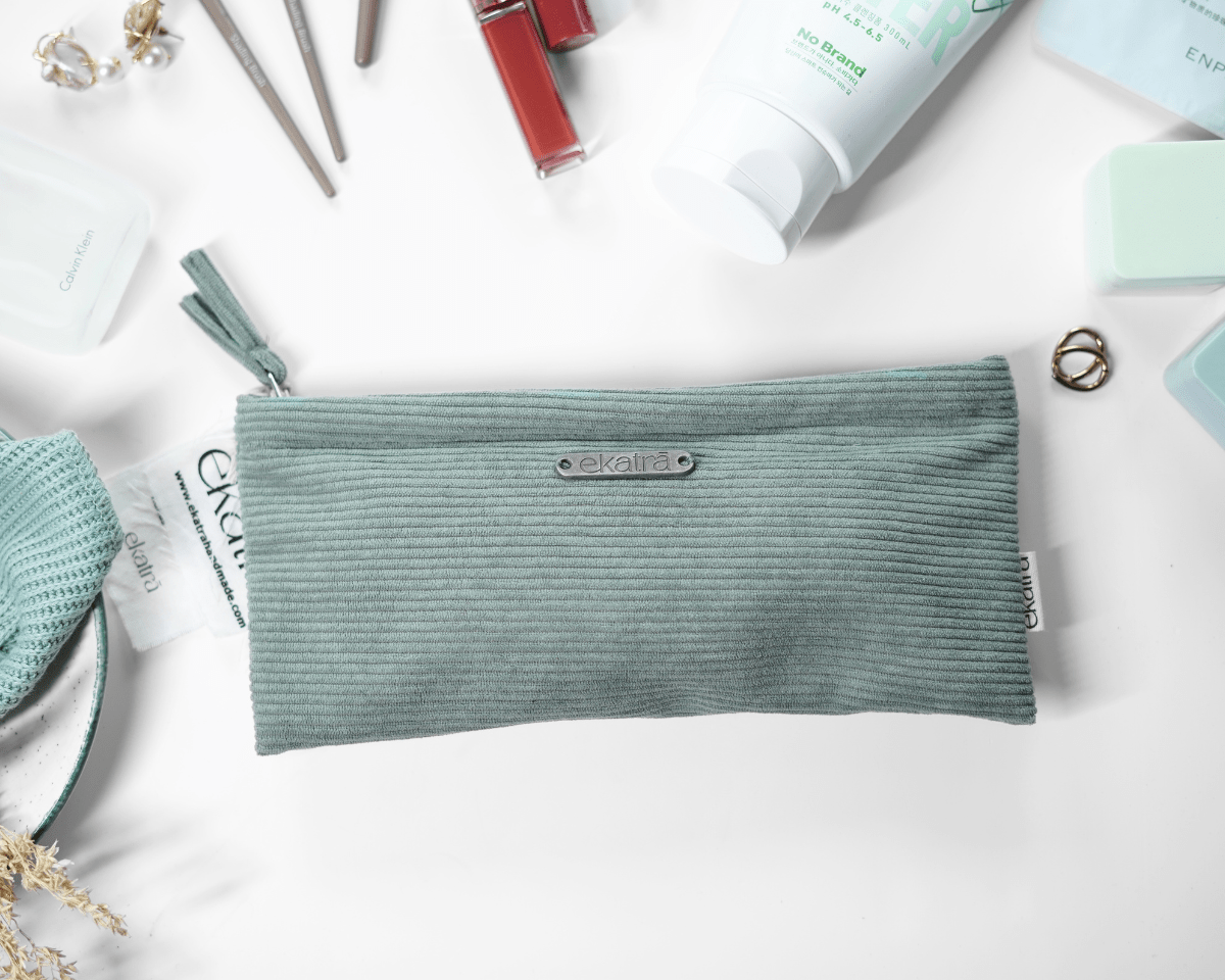 Hand-Dyed Corduroy Pouch - Organic Cotton, Handcrafted