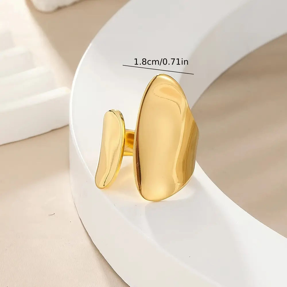 Chic Geometric Wide Band Ring - Unique Irregular Design