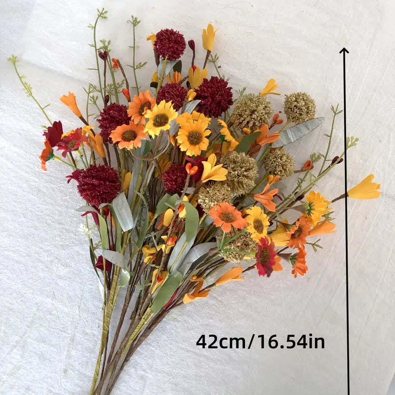 Artificial Autumn Flowers 6-Pack: White Hydrangea, Daisy, DIY Decor