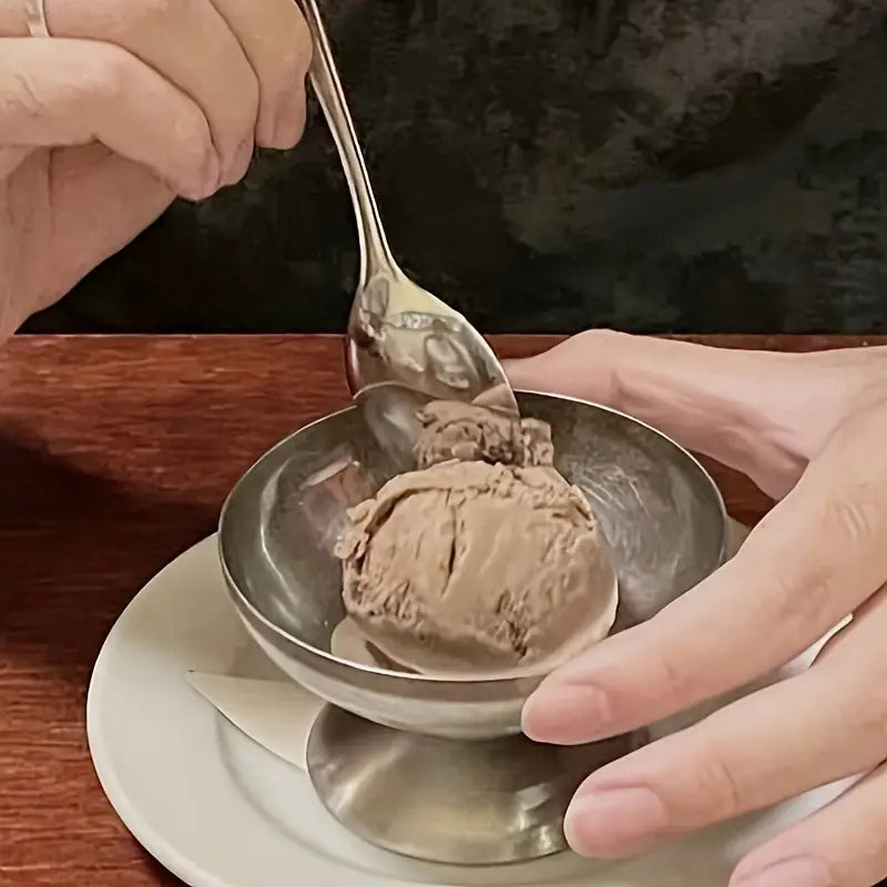 Stainless steel ice cream bowl with high base - dessert cup for salads & pudding