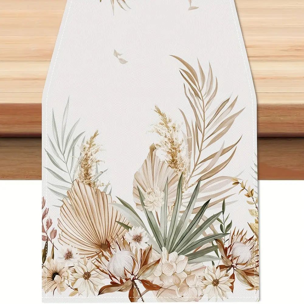 1pc Boho Fall Leaves Printed Table Runner