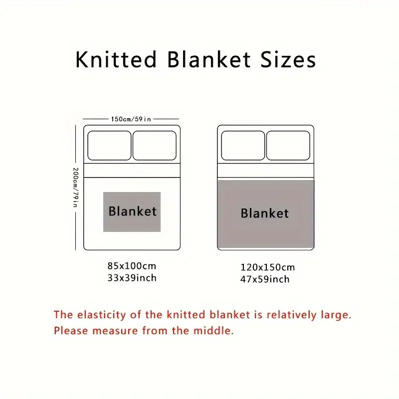 Knitted Throw Blanket - Floral Pattern, Warm Sofa Bed Cover