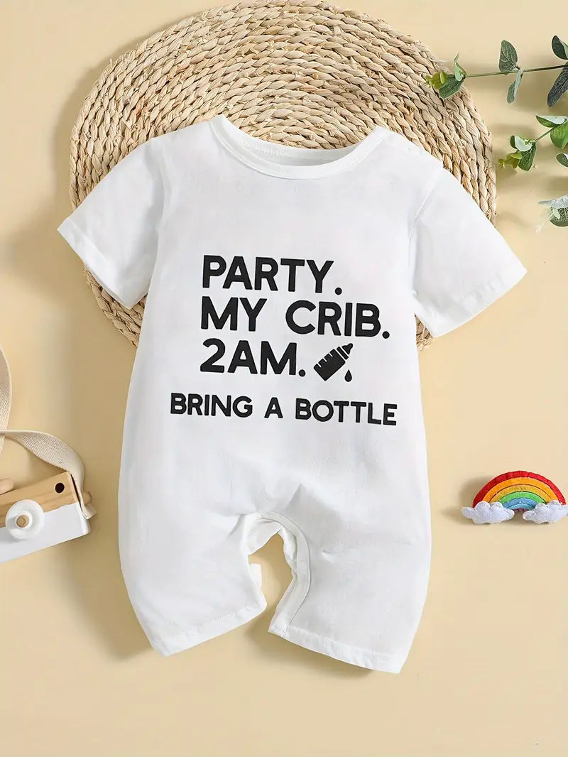 Body de fête pour bébé | Grenouillère confortable à manches courtes et imprimé « 2AM » pour bébé fille