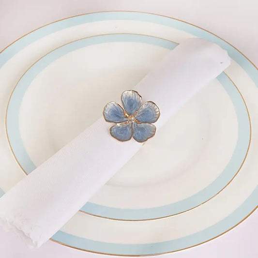 6pcs Set Vintage Blue Floral Napkin Rings