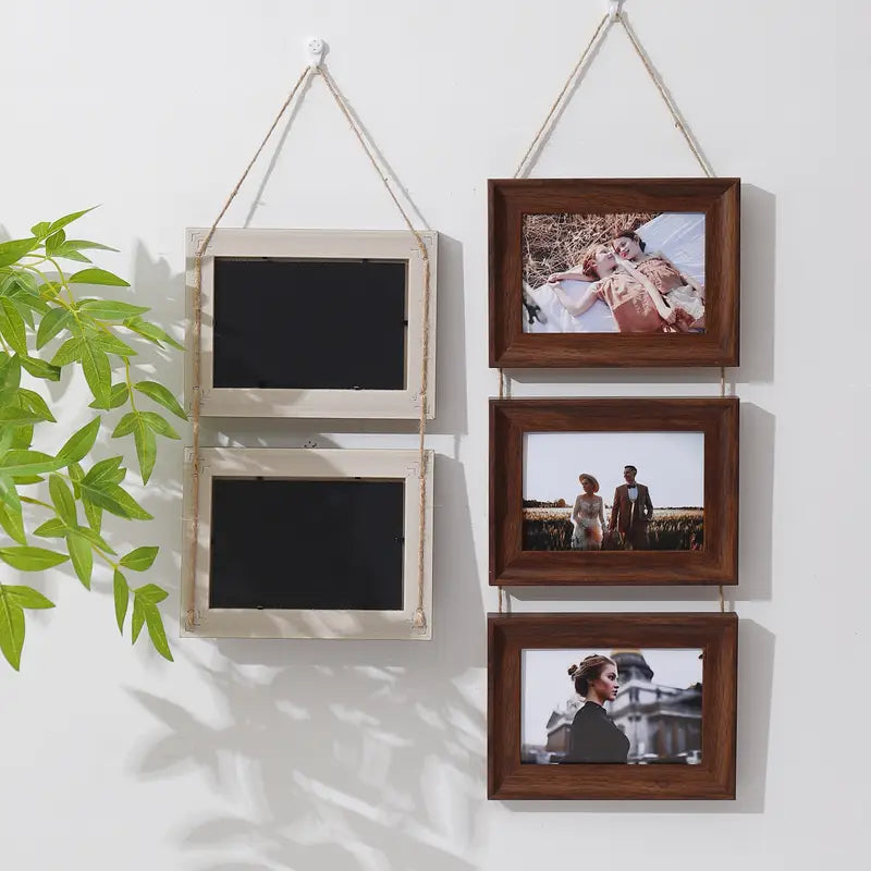 Walnut Photo Frame - Rustic Wall Decor, 15-24cm Photos