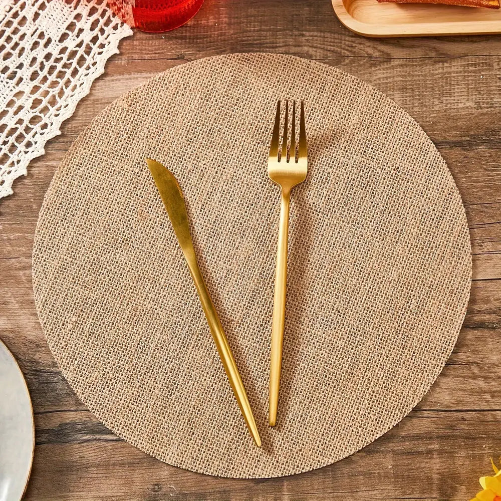 Boho Chic Rustic Round Placemats - 6/8pcs