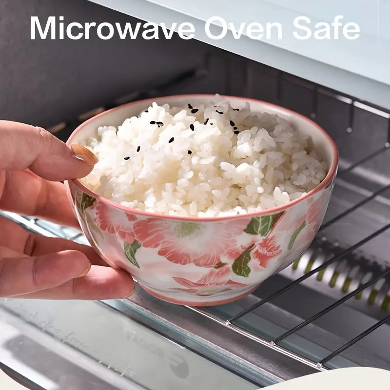 Floral Ceramic Bowls Set - 5 Inch - Dessert, Yogurt, Microwave Safe