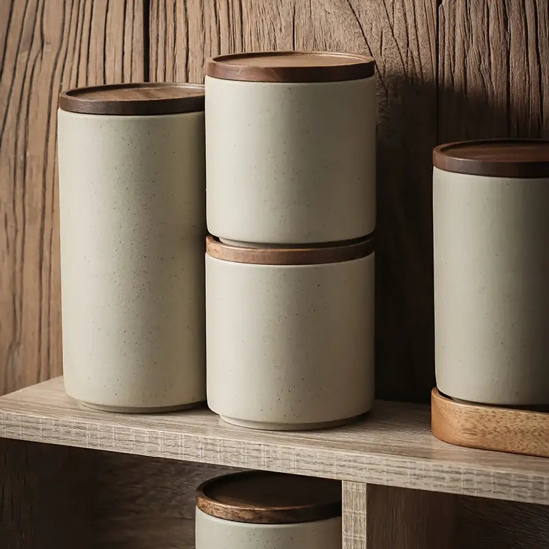 1PC Japanese Vintage Ceramic Airtight Canister – Moisture-Proof Storage