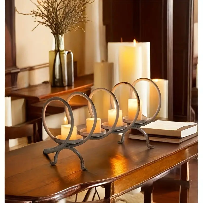 Rustic Farmhouse Candle Holder - 4 Head Metal Distressed Decor