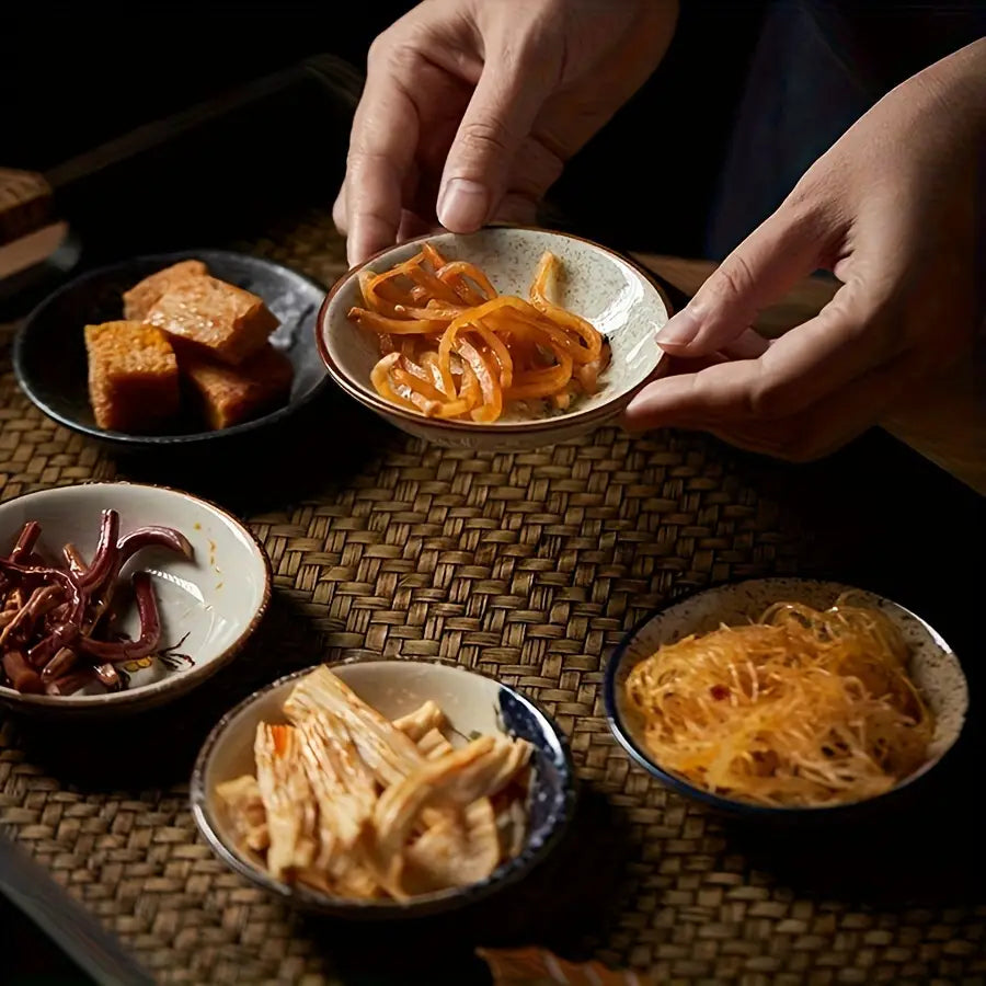 6-Piece Set, Japanese Vintage Ceramic Serving Plates