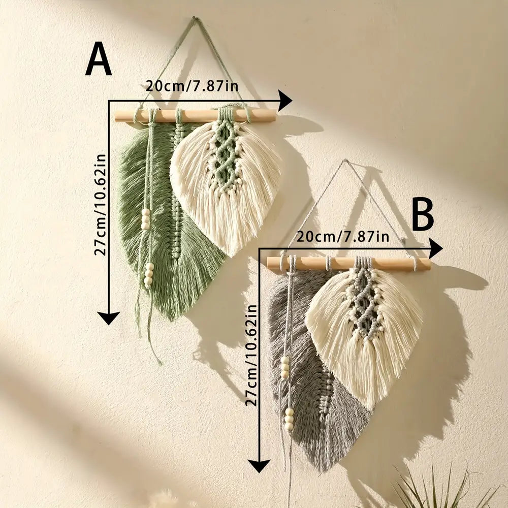 1/2pcs Bohemian Wall Hanging Leaf Wall Decor Handmade Tassel Woven Wall Art
