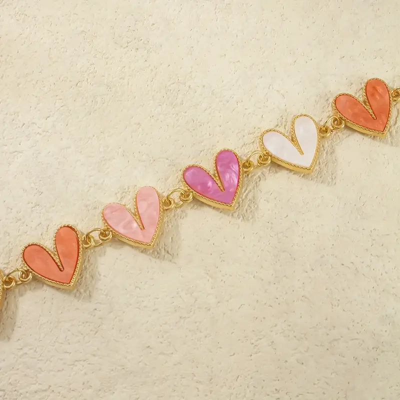 Heart Rhinestone Bracelet - Charm Bangle Jewelry