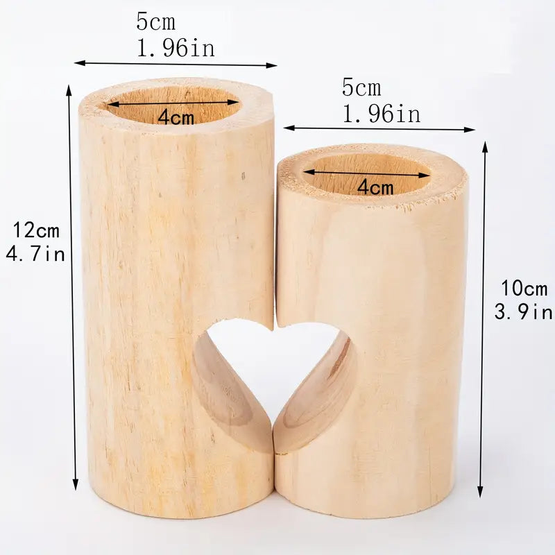 Lot de 2 bougeoirs en bois en forme de cœur – Centres de table pour bougies chauffe-plat pour la Saint-Valentin et la décoration intérieure