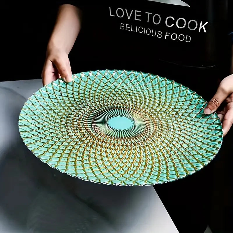 8-Inch Electroplated Glass Plate – Elegant Salad & Dessert Dish for Home