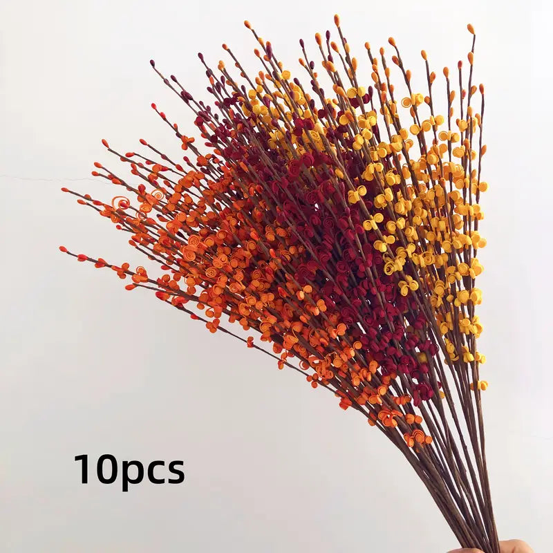 Orange Berry Stems - Artificial Flowers 10 Pack - Fall/Wedding Decor