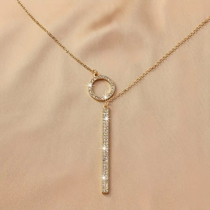 Korean Circle Pendant Necklace - Tassel Chain Fashion Jewelry