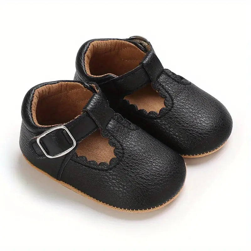 Chaussures en cuir à scratch pour fille | Chaussures plates et souples pour crèche, idéales pour les fêtes et la maison