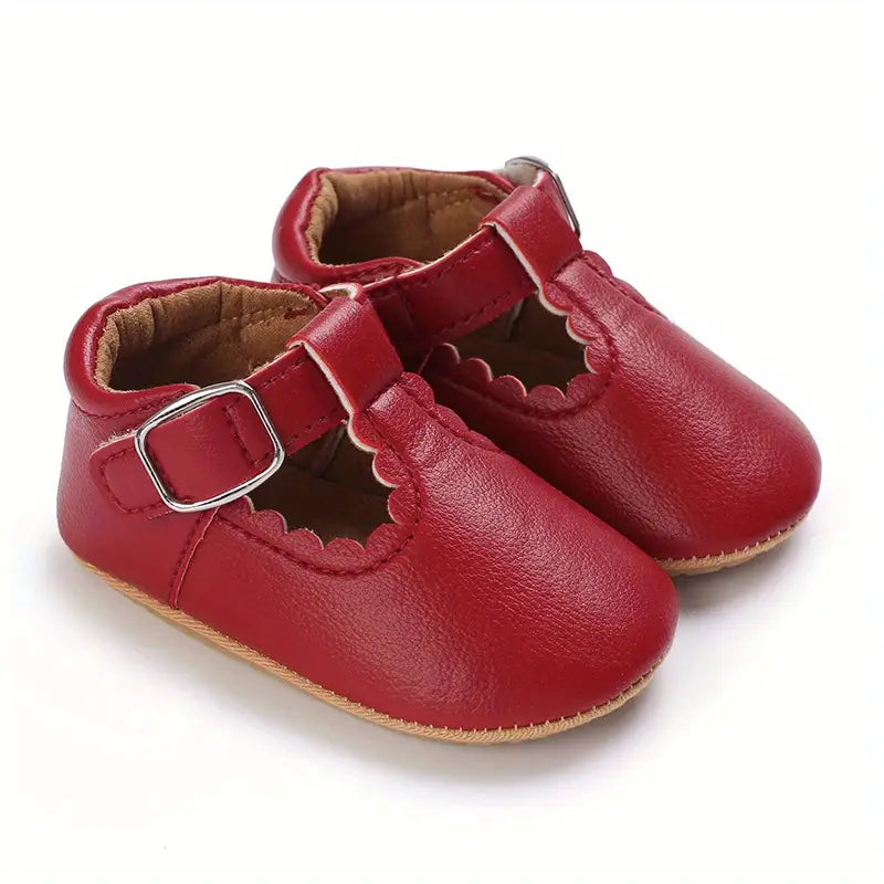 Chaussures en cuir à scratch pour fille | Chaussures plates et souples pour crèche, idéales pour les fêtes et la maison