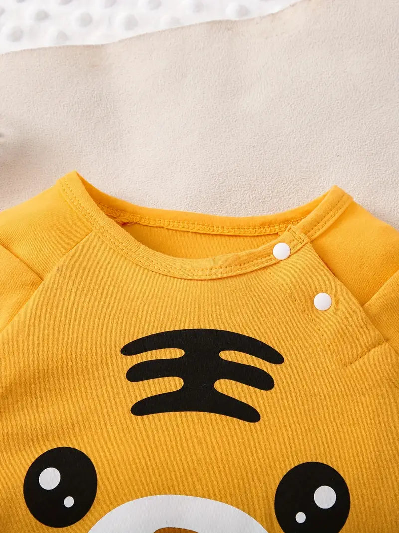 Combinaison bébé motif animal 3D | Barboteuse en coton à manches longues pour garçons et filles