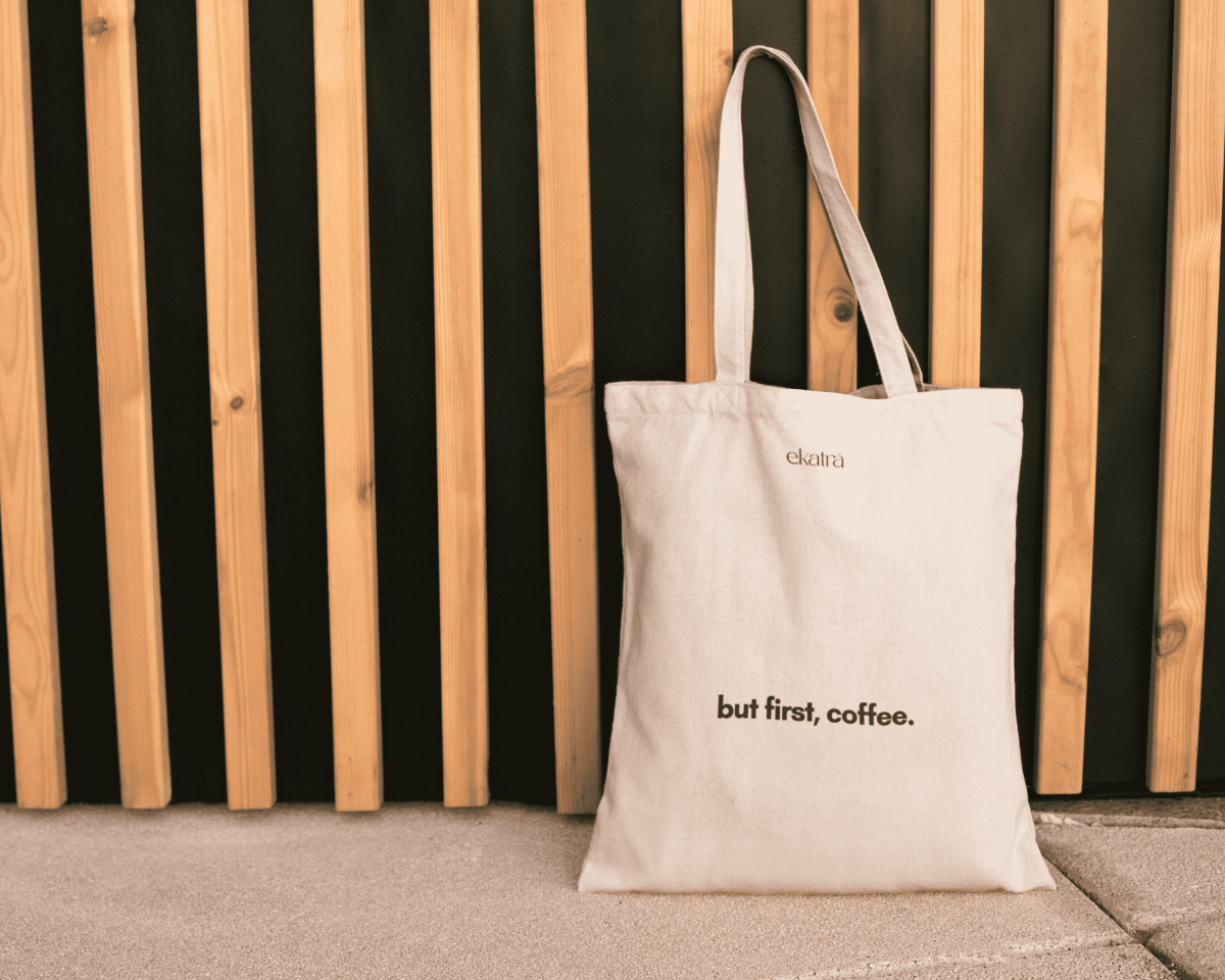 Woven Cotton Tote Bag - Playful Slogans